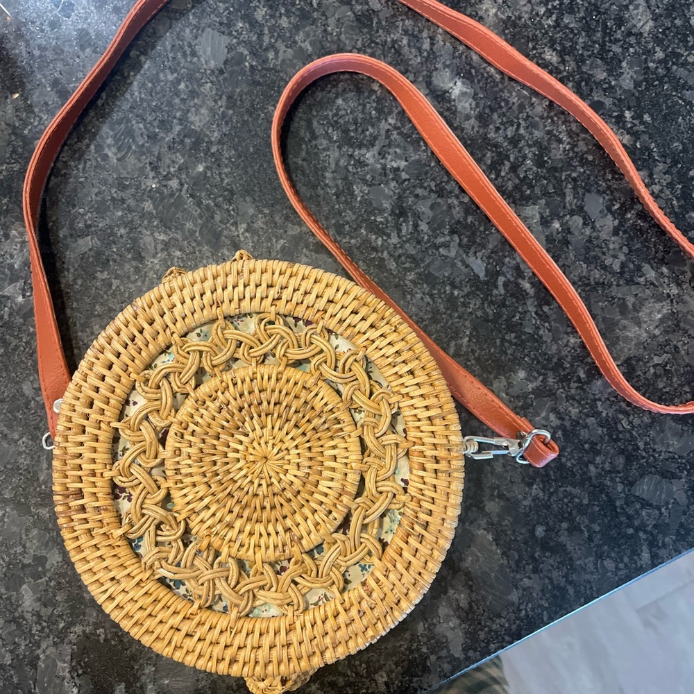 Woven Rattan Crossbody Bag